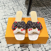 LV CHERRY HIGH HEELS 25S IN NUDE DENIM WITH BOW STYLE 5