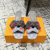 LV CHERRY HIGH HEELS 25S IN GREY DENIM WITH BOW STYLE 1