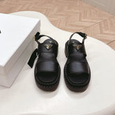 PRADA 25S SANDALS IN BLACK CALFSKIN LOGO