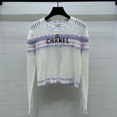 CHANEL 25S LONG SLEEVE OPEN-KNIT SWEATER STYLE 161