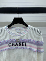 CHANEL 25S LONG SLEEVE OPEN-KNIT SWEATER STYLE 161