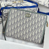 DIOR 25S 30 MONTAIGNE DEA POUCH GRAY OBLIQUE JACQUARD 26 IN CANVAS