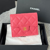 CHANEL 25S CF SMALL TRI FOLD WALLET 11 IN WATERMELON CAVIAR GOLD HARDWARE
