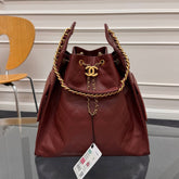 CHANEL 25S HOBO BAG 40 IN DARK RED CAVIAR WITH GOLD HARDWARE