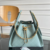 CHANEL 25S HOBO BAG 30 IN SOFT TEAL BLUE CAVIAR WITH GOLD HARDWARE