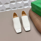 BOTTEGA VENETA 26S VENTURA LOAFERS 40 MM IN WHITE INTRECCIATO CALFSKIN