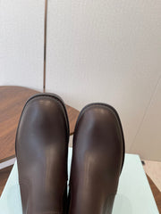 PRADA 25S COWBOY BOOTS IN DARK BROWN CALFSKIN