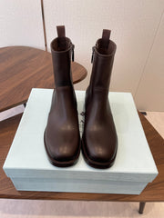 PRADA 25S COWBOY BOOTS IN DARK BROWN CALFSKIN