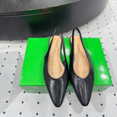 BOTTEGA VENETA 26S SLINGBACK FLATS IN BLACK CALFSKIN