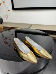 BOTTEGA VENETA 26S BALLET FLATS IN METALLIC GOLD CALFSKIN