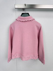 CHANEL 25S KNIT CARDIGAN WITH LACE COLLAR 415