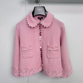 CHANEL 25S KNIT CARDIGAN WITH LACE COLLAR 415