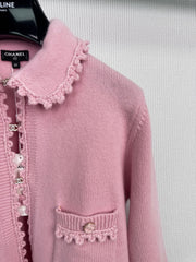 CHANEL 25S KNIT CARDIGAN WITH LACE COLLAR 415