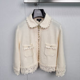 CHANEL 25S KNIT CARDIGAN WITH LACE COLLAR 417