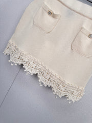 CHANEL 25S KNITTED LACE MIDI SKIRT 416
