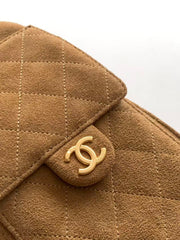 CHANEL 25S HOBO BAG 30 IN BROWN SUEDE WITH GOLD HARDWARE