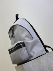 YSL 25S CITY BACKPACK 38 IN SLATE GRAY CANVAS AND CALFSKIN