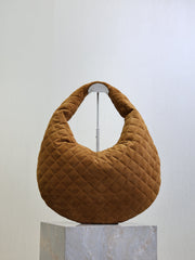 YSL 25S ICARINO 44 IN CARAMEL QUILTED SUEDE GOLD HARDWARE