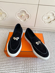 HM 25S SLIP-ON IN BLACK SUEDE WITH SILVER HARDWARE