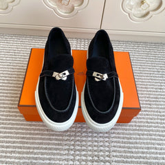 HM 25S SLIP-ON IN BLACK SUEDE WITH SILVER HARDWARE