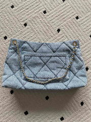 CHANEL 25S HOBO BAG 38 IN BLUE DENIM WITH GOLD HARDWARE