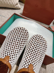 FLAT SHOES IN WHITE MESH FABRIC