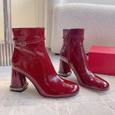VIV' PODIUM BOOTIES IN RED GLOSSY LAMBSKIN