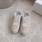 CELINE 25S JOGGER LOW LACE UP SNEAKER IN LIGHT GRAY CALFSKIN AND SUEDE