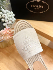 Pra Slide 20 Beige Velvet Sole Raffia