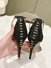 FENDI HIGH-HEELED 85 MM IN BLACK LAMBSKIN WITH GOLD HARDWARE