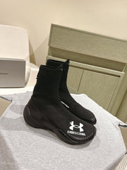 BALENCIAGA 25S HIGH-TOP SNEAKERS IN BLACK COTTON BLEND