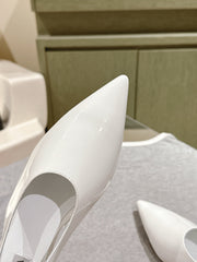 ALAIA SLINGBACK 25S IN WHITE PATENT LEATHER