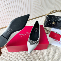 EFFLORESCENCE BALLERINAS IN SILVER GLITTER FABRIC