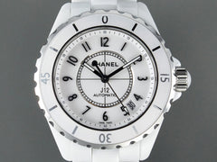 J12 Date Automatic White Ceramic Black Numerals White Dial