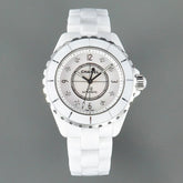 J12 Automatic White Ceramic Black Diamond Numerals Mop Dial