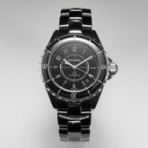 J12 Date Automatic Black Ceramic White Numerals Black Dial White Steel Hands