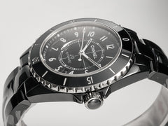 J12 Date Automatic Black Ceramic White Numerals Black Dial Black Steel Hands