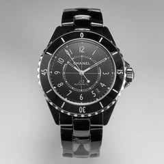 J12 Date Automatic Black Ceramic White Numerals Black Dial Black Steel Hands