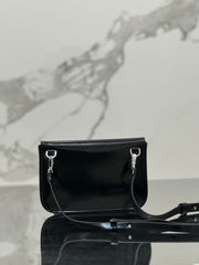 FLAP BAG 18 IN BLACK SHINY CALFSKIN