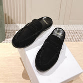 YSL 25S LOAFER MULE IN BLACK SUEDE