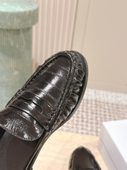 YSL 25S LOAFER MULE IN BLACK GLOSSY CALFSKIN