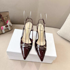 MY DD SLINGBACK PUMP 85MM IN BURGUNDY RED CALFSKIN