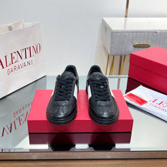 VALENTINO 25S UPVILLAGE SNEAKERS IN BLACK MIX WHITE LAMBSKIN