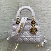 DIOR 25S LADY DIOR BAG 20 IN LILAC CANNAGE CALFSKIN GOLD HARDWRE