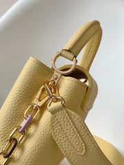 LV 25S CAPUCINES BAG 21 IN YELLOW CALFSKIN GOLD HARDWARE