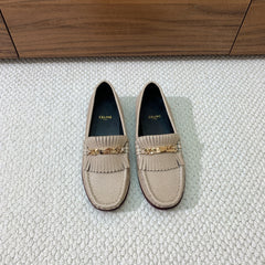 LUCO LOAFER WITH FRINGES IN KHAKI BROWN LAMBSKIN