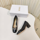 DIOR HIGH HEEL 55 MM 25S IN BLACK LAMBSKIN PEARL DETAILING