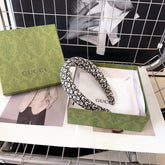 THICK HEADBAND IN WHITE MIX BLACK MONOGRAM CANVAS 406136