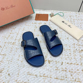 SANDALS IN CLASSIC BLUE SNAKE EMBOSSED CALFSKIN