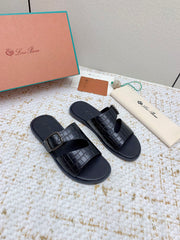 SANDALS IN BLACK SNAKE EMBOSSED CALFSKIN